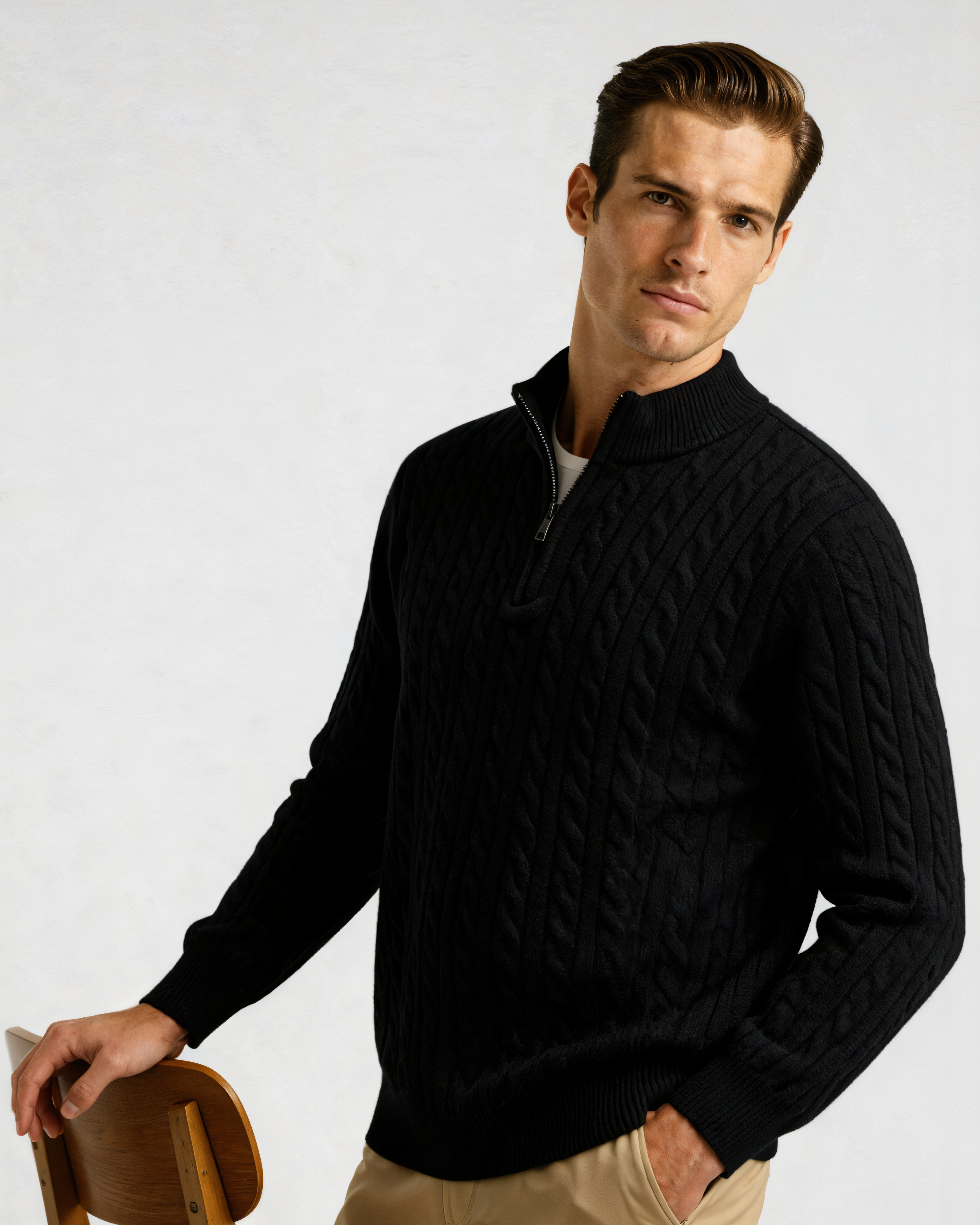 100% Cashmere Woven Half Zip